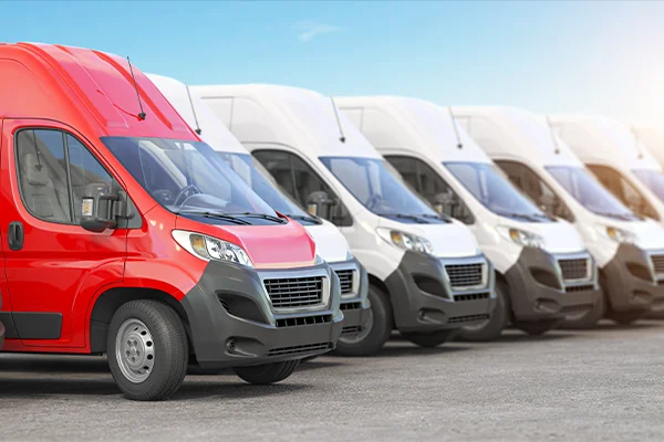 fleet vans in a line